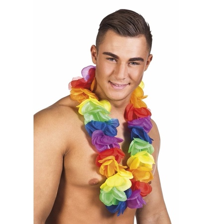 Toppers in concert - Carnaval verkleed set - Tropische Hawaii party - strohoed - met volle gekleurde bloemenslinger