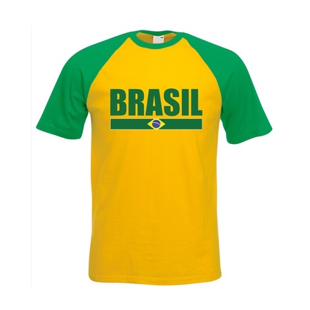 Brazilie supporter baseball t-shirt geel/ groen voor heren