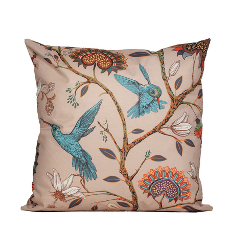 Anna's collection outdoor cushion flower - brown/blue - 60 x 60 cm - Water and UV resistant