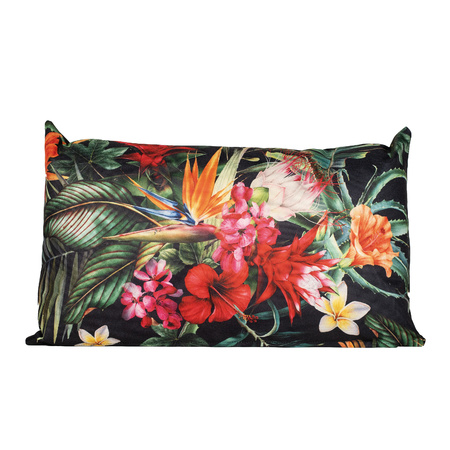 Anna's collection outdoor cushion flower - black/red - 30 x 50 cm - Water and UV resistant