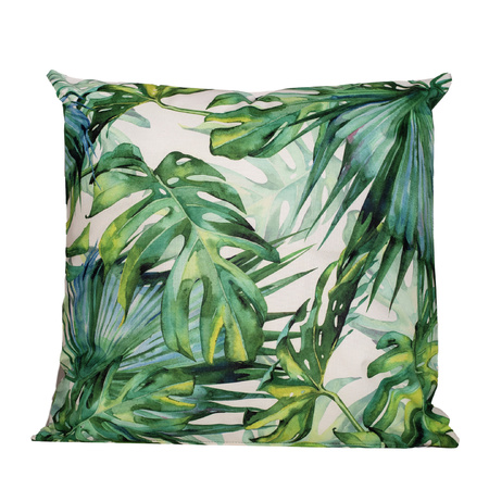 Anna's collection outdoor cushion monstera - white/green - 60 x 60 cm - Water and UV resistant
