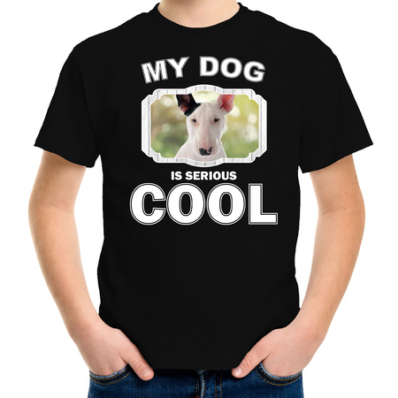 Bullterrier honden t-shirt my dog is serious cool zwart voor kinderen