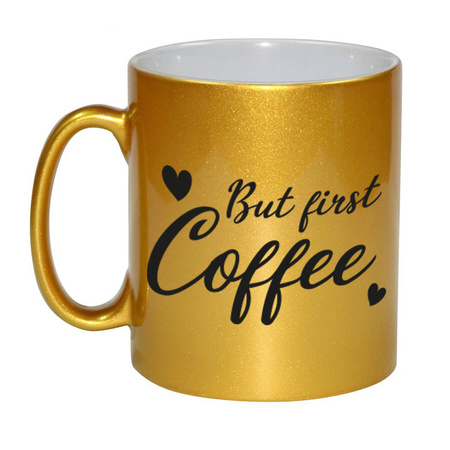 But first coffee mug gold with hearts 330 ml