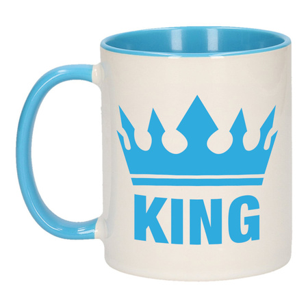 Cadeau King mok/ beker blauw wit 300 ml