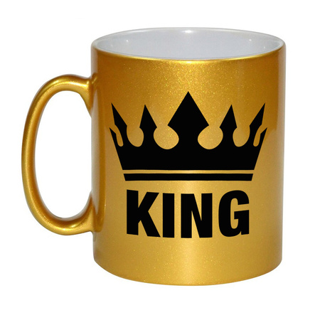Cadeau King mok/ beker goud met zwarte bedrukking 300 ml