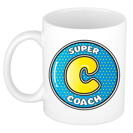 Cadeau mok/beker - Super coach - wit - 300 ml