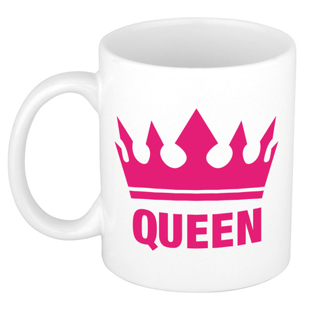 Cadeau Queen mug white / pink 300 ml