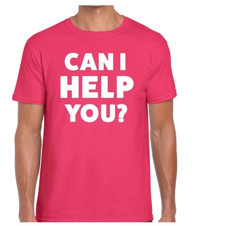 Can i help you beurs/evenementen t-shirt roze heren