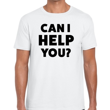 Can i help you beurs/evenementen t-shirt wit heren