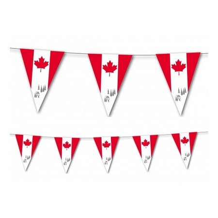 Landen vlaggen versiering set - Canada - Vlag 90 x 150 cm en 2x vlaggenlijn 3.5 meter