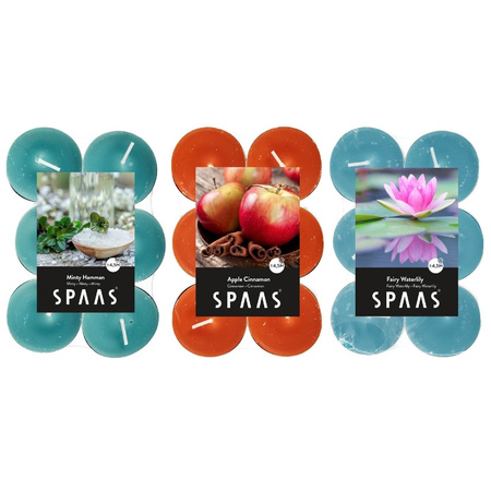 Candles by Spaas scented tealights candles - 36x in 3x scenses - Tealights