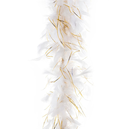 Carnaval feathers boa color white and gold 2 meters