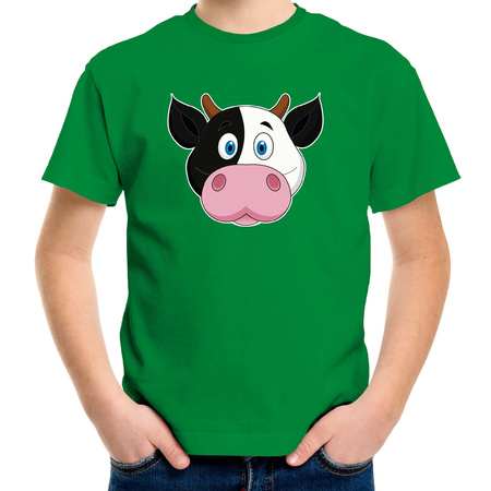 Cartoon cow t-shirt green for boys and girls