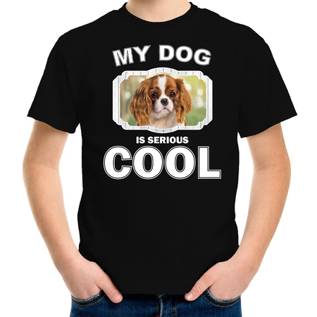 Charles spaniel dog t-shirt my dog is serious cool black for children