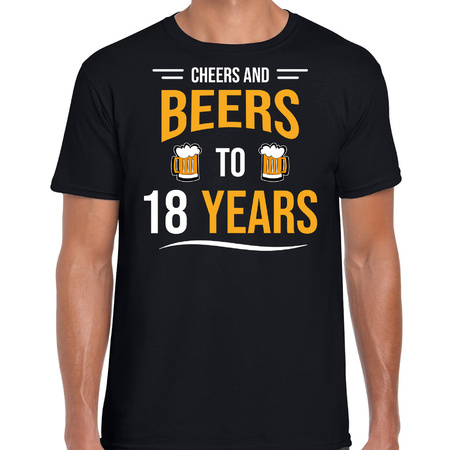 Cheers and beers 18 jaar verjaardag cadeau t-shirt zwart voor heren