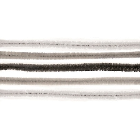 Chenille wire - 10x - white/grey/black - 50 cm - hobby/craft materials