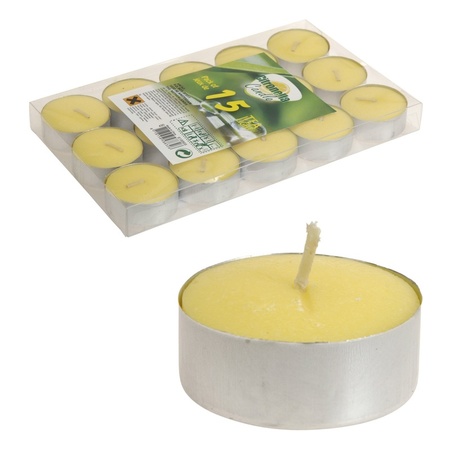Citronella tea lights - 15x pieces - yellow