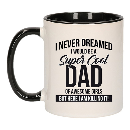 Cool dad of awesome girls gift mug black / white 300 ml