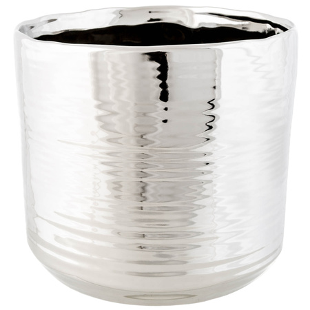 Cosy @ Home Plant pot Cerchio - silver - gloss - ceramic - 16 cm
