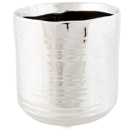 Cosy @ Home Plant pot Cerchio - silver - gloss - ceramic - 13 cm