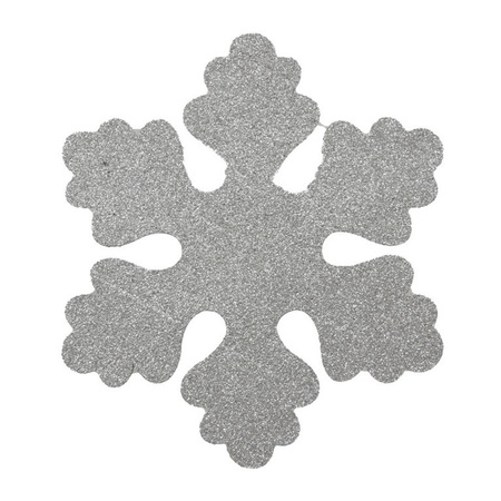 1x Silver snowflake foam decoration 25 cm