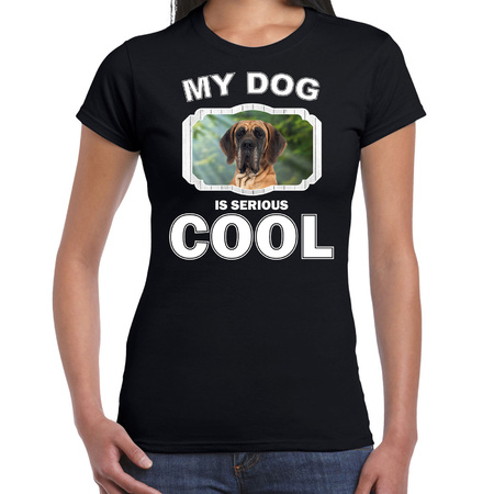 Deense dog honden t-shirt my dog is serious cool zwart voor dames