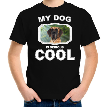 Deense dog honden t-shirt my dog is serious cool zwart voor kinderen