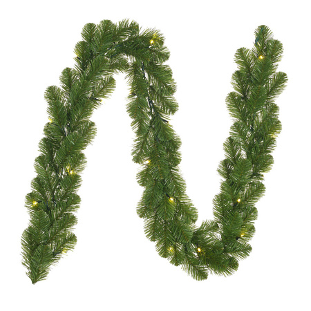 Pine green garland with 15 LED lights 180 cm