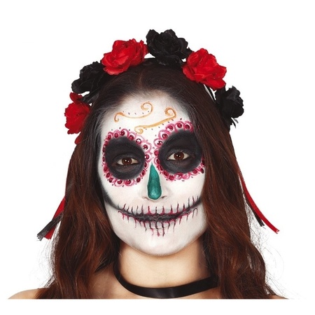 Verkleed setje Day of the Dead - sugar skull schmink en diadeem - Halloween/Carnaval accessoires