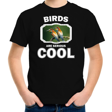 Dieren bijeneter vogel t-shirt zwart kinderen - birds are cool shirt jongens en meisjes