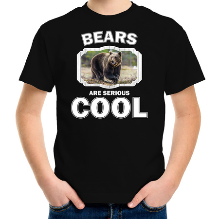 Dieren bruine beer t-shirt zwart kinderen - bears are cool shirt jongens en meisjes