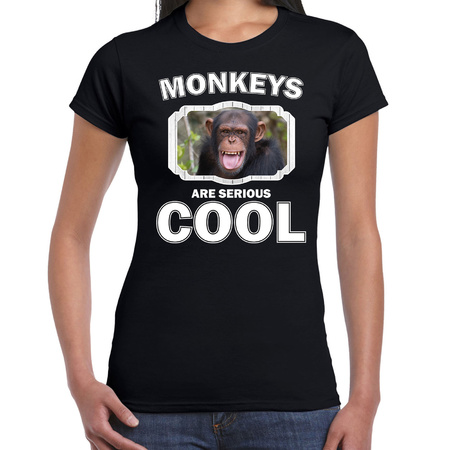 Dieren chimpansee t-shirt zwart dames - monkeys are cool shirt