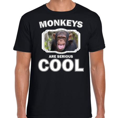 Dieren chimpansee t-shirt zwart heren - monkeys are cool shirt