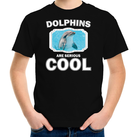 Animal dolphins are cool t-shirt black for children