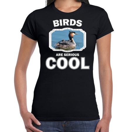 Dieren fuut vogel t-shirt zwart dames - birds are cool shirt