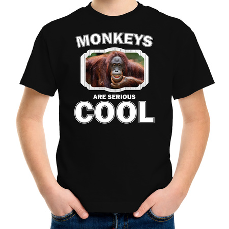 Dieren gekke orangoetan  t-shirt zwart kinderen - monkeys are cool shirt jongens en meisjes