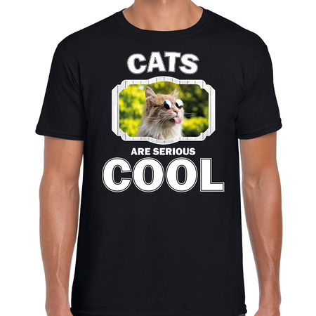 Dieren gekke poes t-shirt zwart heren - cats are cool shirt