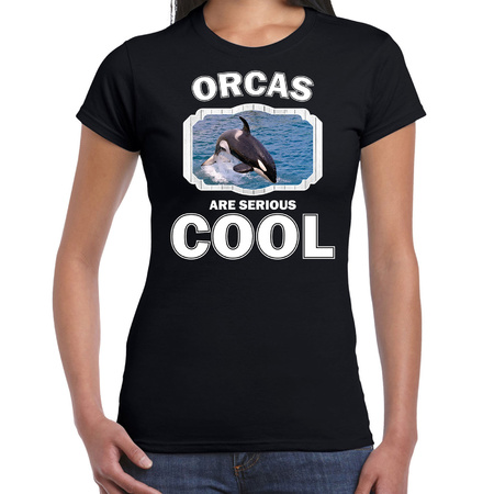 Dieren grote orka t-shirt zwart dames - orcas are cool shirt