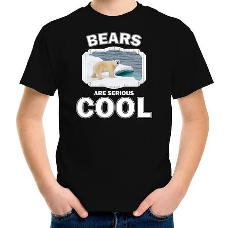 Dieren ijsbeer t-shirt zwart kinderen - bears are cool shirt jongens en meisjes