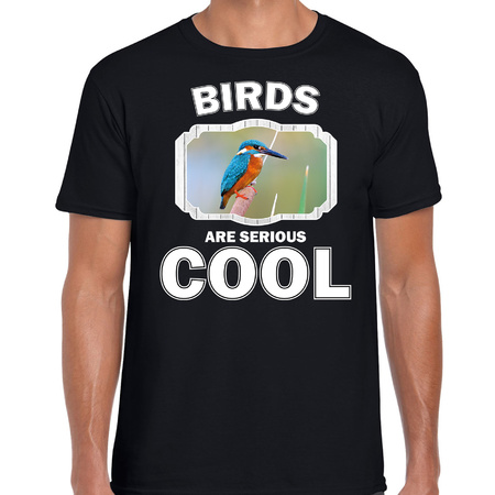 Dieren ijsvogel t-shirt zwart heren - birds are cool shirt