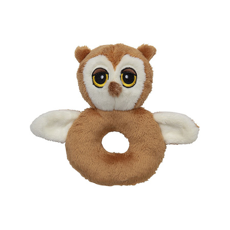 Animal soft toy baby rattle owl 10 x 15 cm
