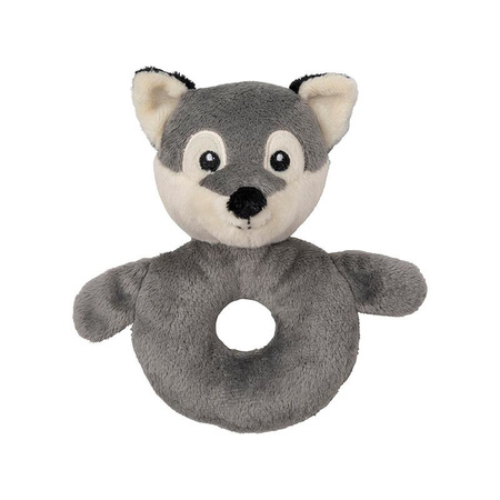 Animal soft toy baby rattle wolf 10 x 15 cm