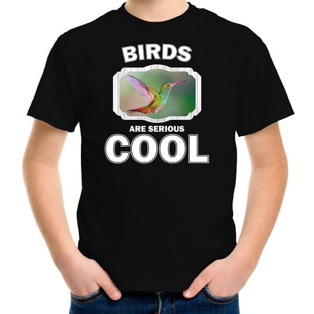 Dieren kolibrie vogel t-shirt zwart kinderen - birds are cool shirt jongens en meisjes
