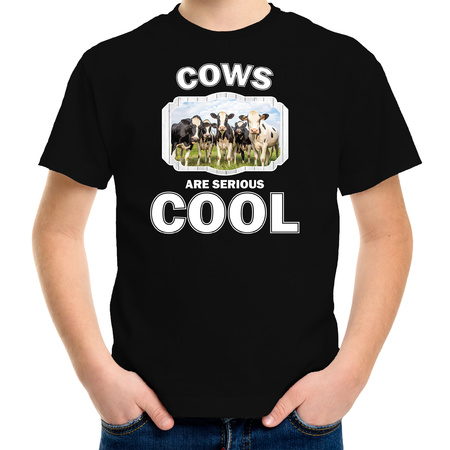 Dieren kudde koeien t-shirt zwart kinderen - cows are cool shirt jongens en meisjes