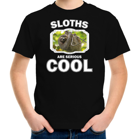 Dieren luiaard t-shirt zwart kinderen - sloths are cool shirt jongens en meisjes
