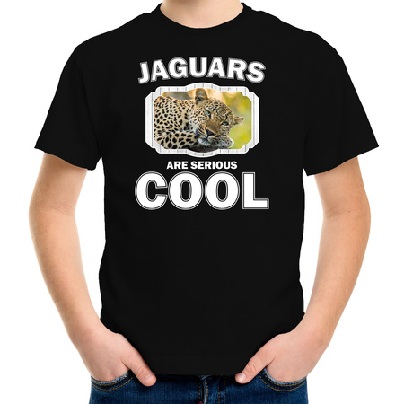 Dieren luipaard t-shirt zwart kinderen - jaguars are cool shirt jongens en meisjes