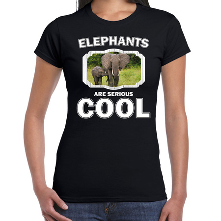 Dieren olifant t-shirt zwart dames - elephants are cool shirt - olifant met kalf