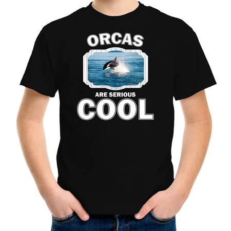 Dieren orka t-shirt zwart kinderen - orcas are cool shirt jongens en meisjes