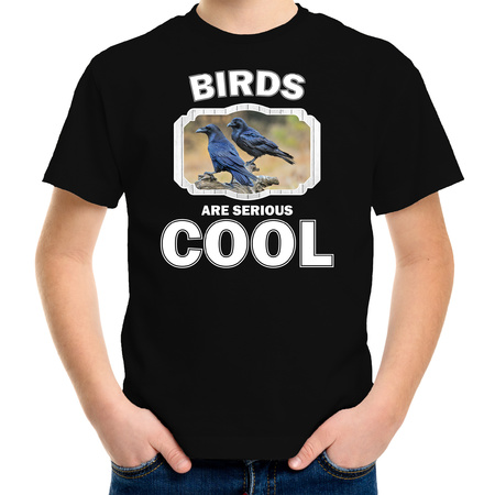 Dieren raaf t-shirt zwart kinderen - birds are cool shirt jongens en meisjes