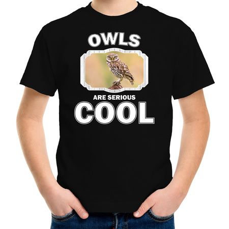 Animal little owls are cool t-shirt black for children